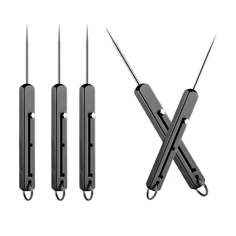 1 pcs Titanium Edc Retractable Toothpick with Spring Push Design 1 pcs Titanium Edc Retractable Toothpick with Spring Push Design