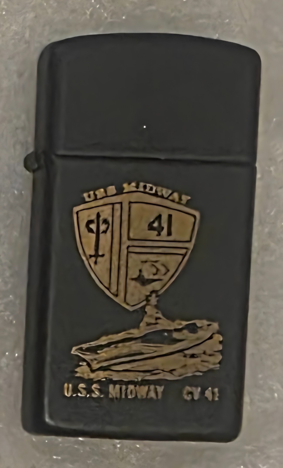 Vintage Metal Zippo, USS Midway, CV-41, Aircraft Carrier Ship, Navy, Command Vintage Metal Zippo, USS Midway, CV-41, Aircraft Carrier Ship, Navy, Command