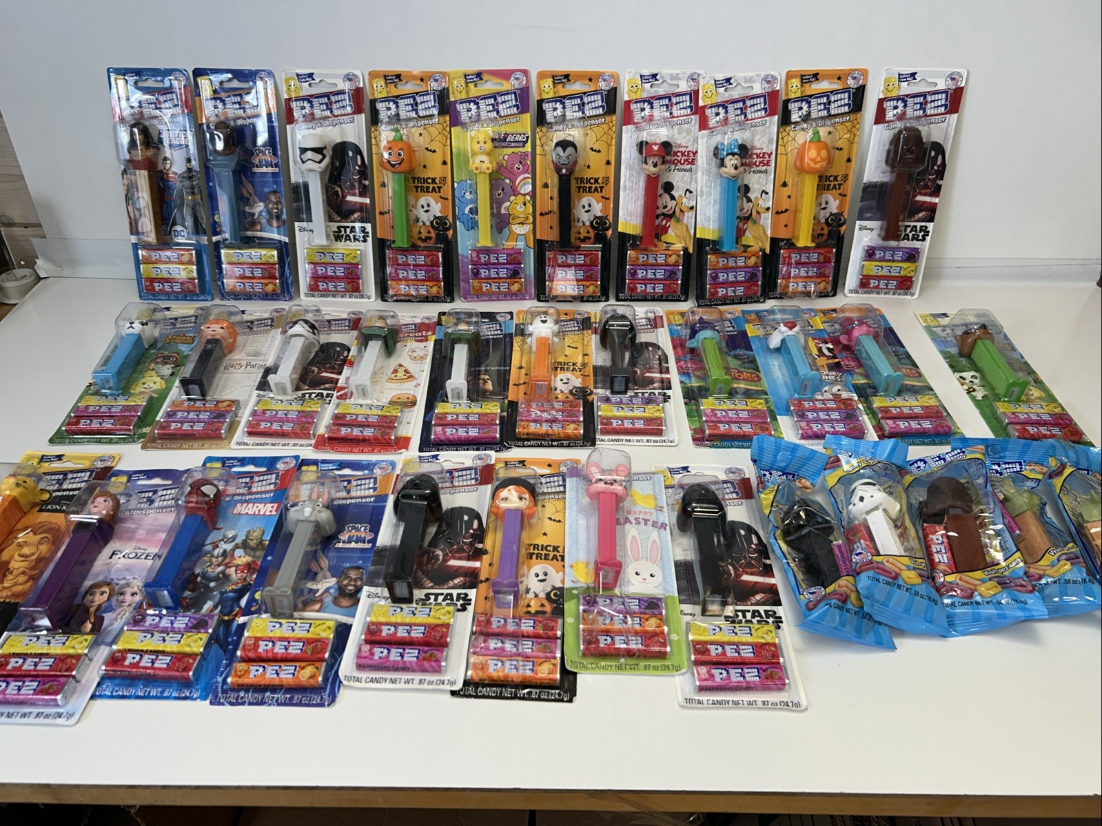 Lot of PEZ Dispensers. 35 Total. Still In Packaging New. Never Used EXP. 7/27 Lot of PEZ Dispensers. 35 Total. Still In Packaging New. Never Used EXP. 7/27