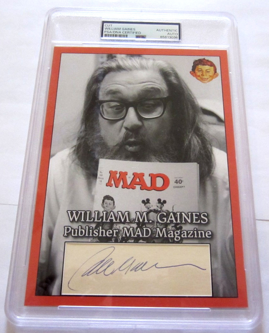 William M Gaines signed autographed PSA custom 5x7 EC Comics Mad Magazine William M Gaines signed autographed PSA custom 5x7 EC Comics Mad Magazine
