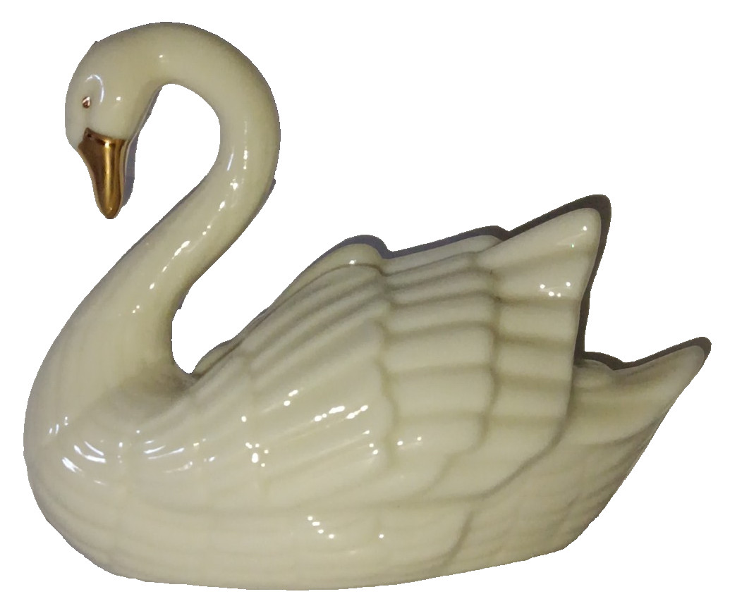 Vtg Lenox Porcelain Swan w/ 24k Gold Beak Place Card Holder Wedding Cake Topper