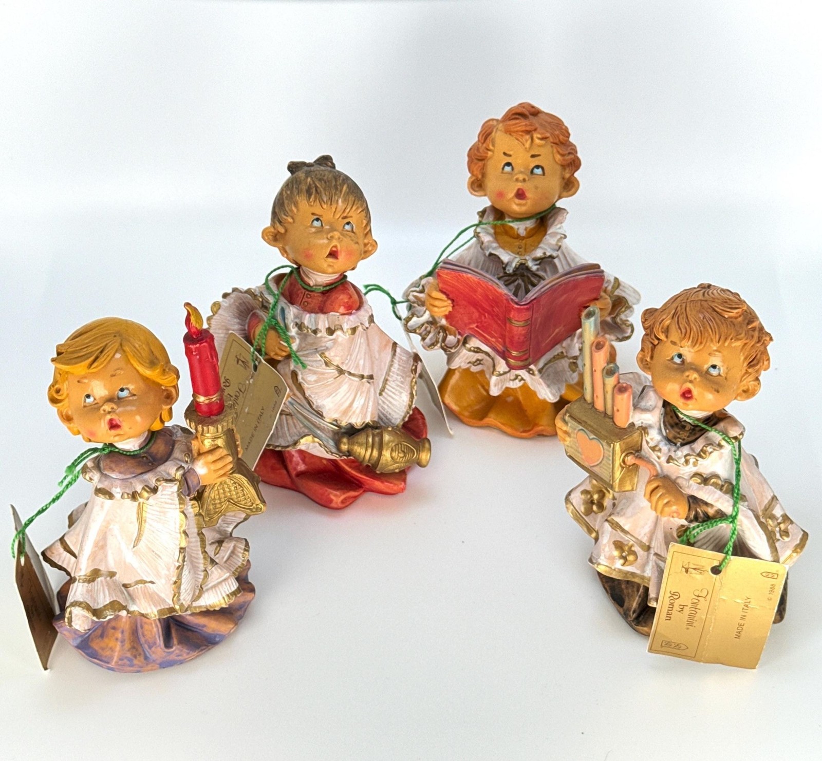 Vintage Christmas Fontanini Simonotti 4 Pc Choir Boys Italy 1987 With Tags