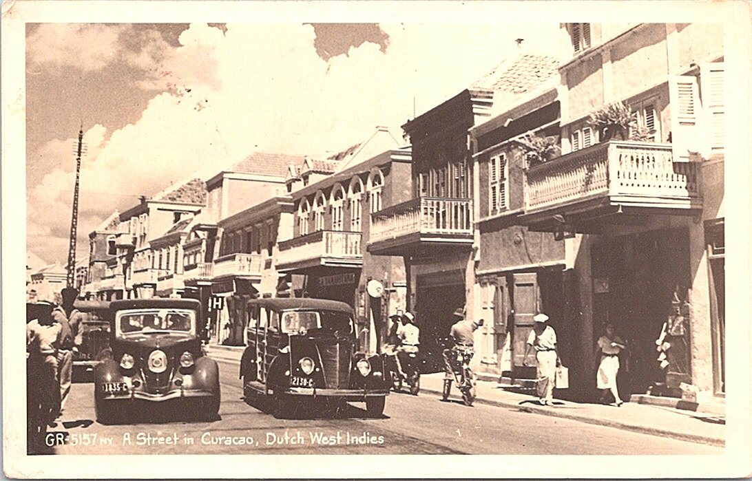 RPPC Curacao Dutch West Indies Street Scene 1930s era RPPC Curacao Dutch West Indies Street Scene 1930s era