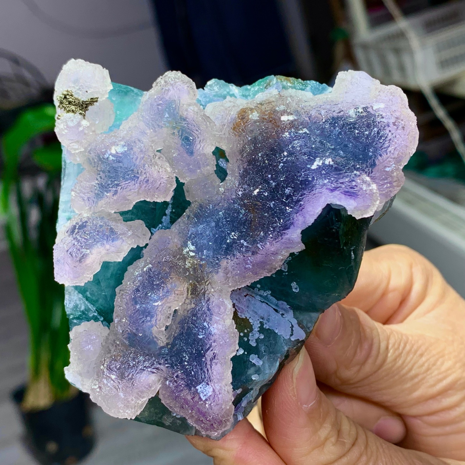 442G Natural transparent purple cubic fluorite Crystal mineral sample