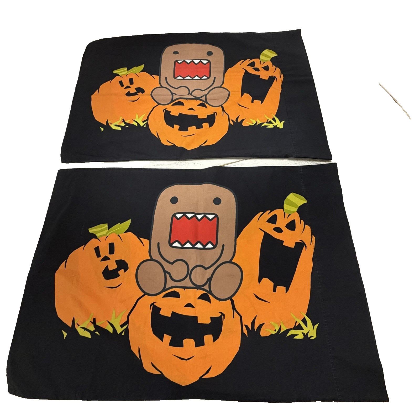 2 Domo-kun Halloween Pillowcases Vintage 1998 Trick or Treat Bag Standard Size