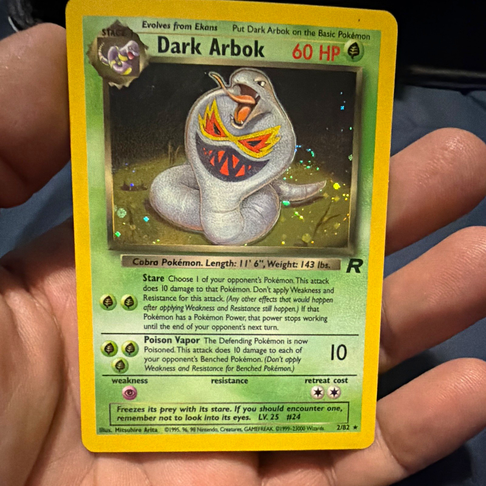 Wizards Pokémon TCG Team Rocket Dark Arbok Holo 2/82 1999 English
