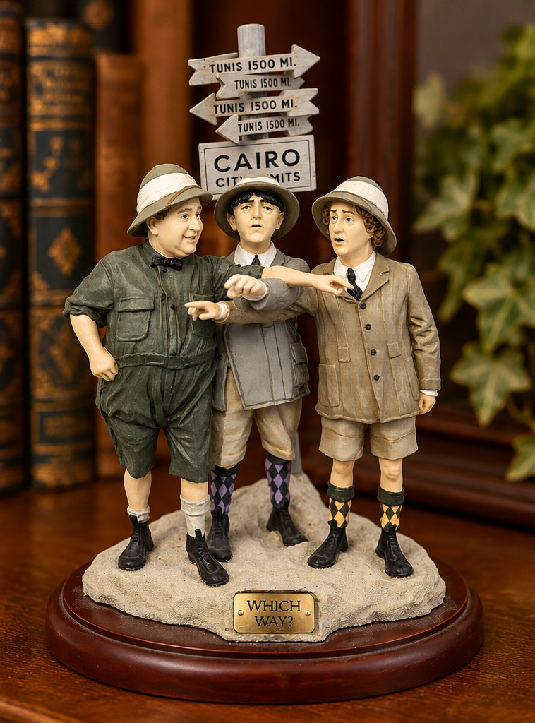 Vintage 1997 Danbury Mint The Three Stooges "Which Way?" Safari Scene Figurine