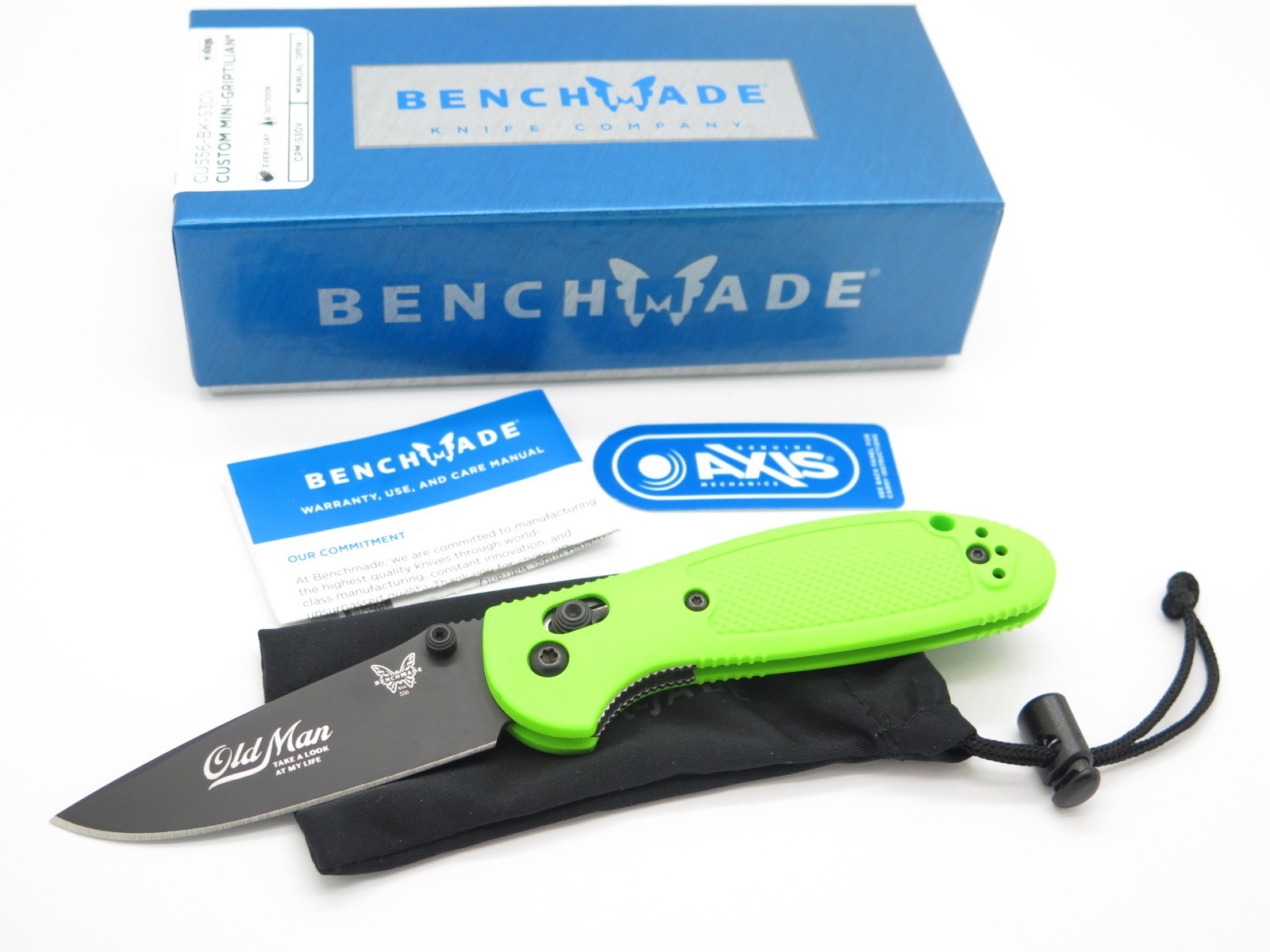 Benchmade Custom Green 556 Mini Griptilian Mel Pardue CPMS30V Axis Folding Knife