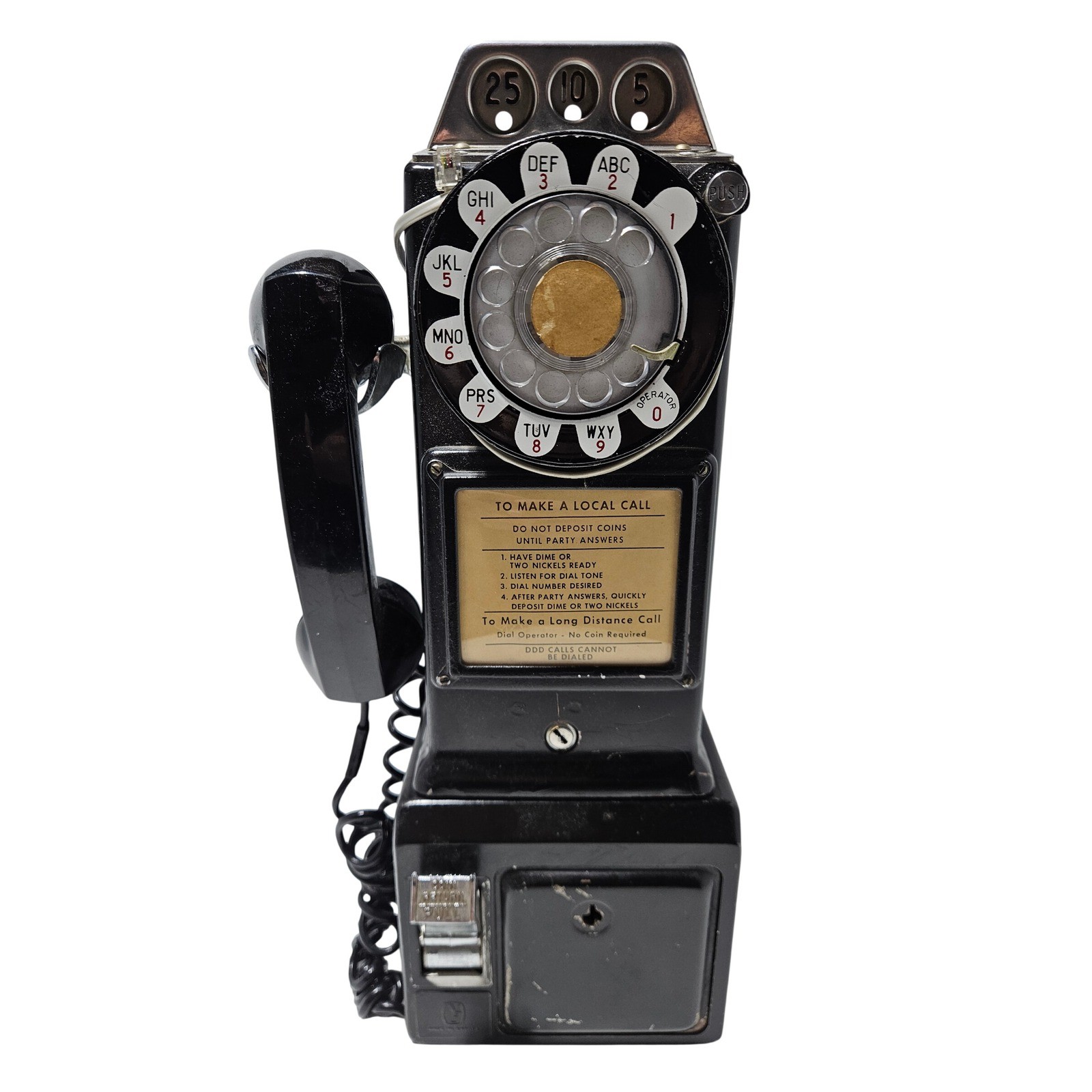 Northern Electric Vintage Rotary Payphone Black 3-Slot Coin Operated Untested Northern Electric Vintage Rotary Payphone Black 3-Slot Coin Operated Untested