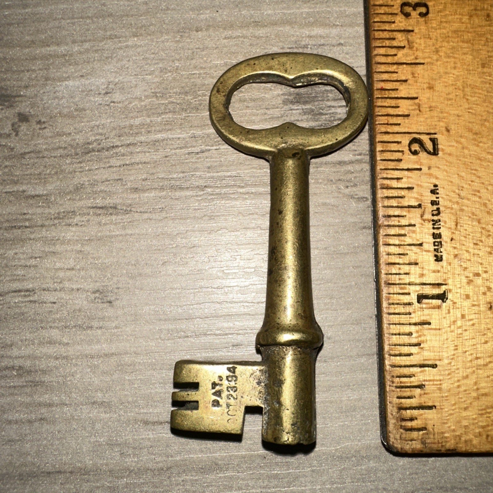 Antique Brass Skeleton Key Hollow Barrel. Patent Oct. 23, 1894 Rare Antique Brass Skeleton Key Hollow Barrel. Patent Oct. 23, 1894 Rare