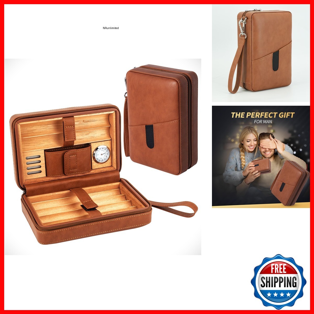 Goshentech Leather Cedar cood,Capacity 6 Pcs,portable Travel case(Brown) Goshentech Leather Cedar cood,Capacity 6 Pcs,portable Travel case(Brown)