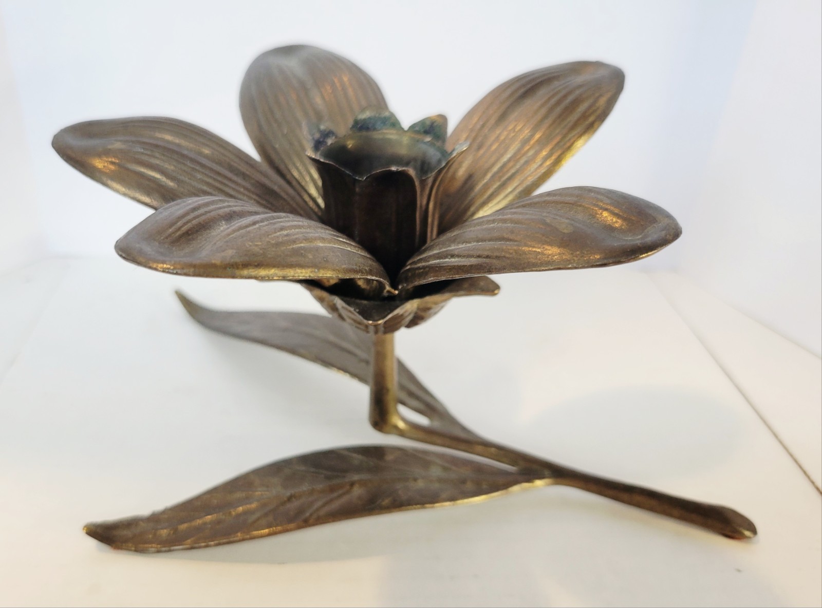 Vintage Brass MCM Lily Lotus Flower 5 Removable Petals Candle Holder Vintage Brass MCM Lily Lotus Flower 5 Removable Petals Candle Holder