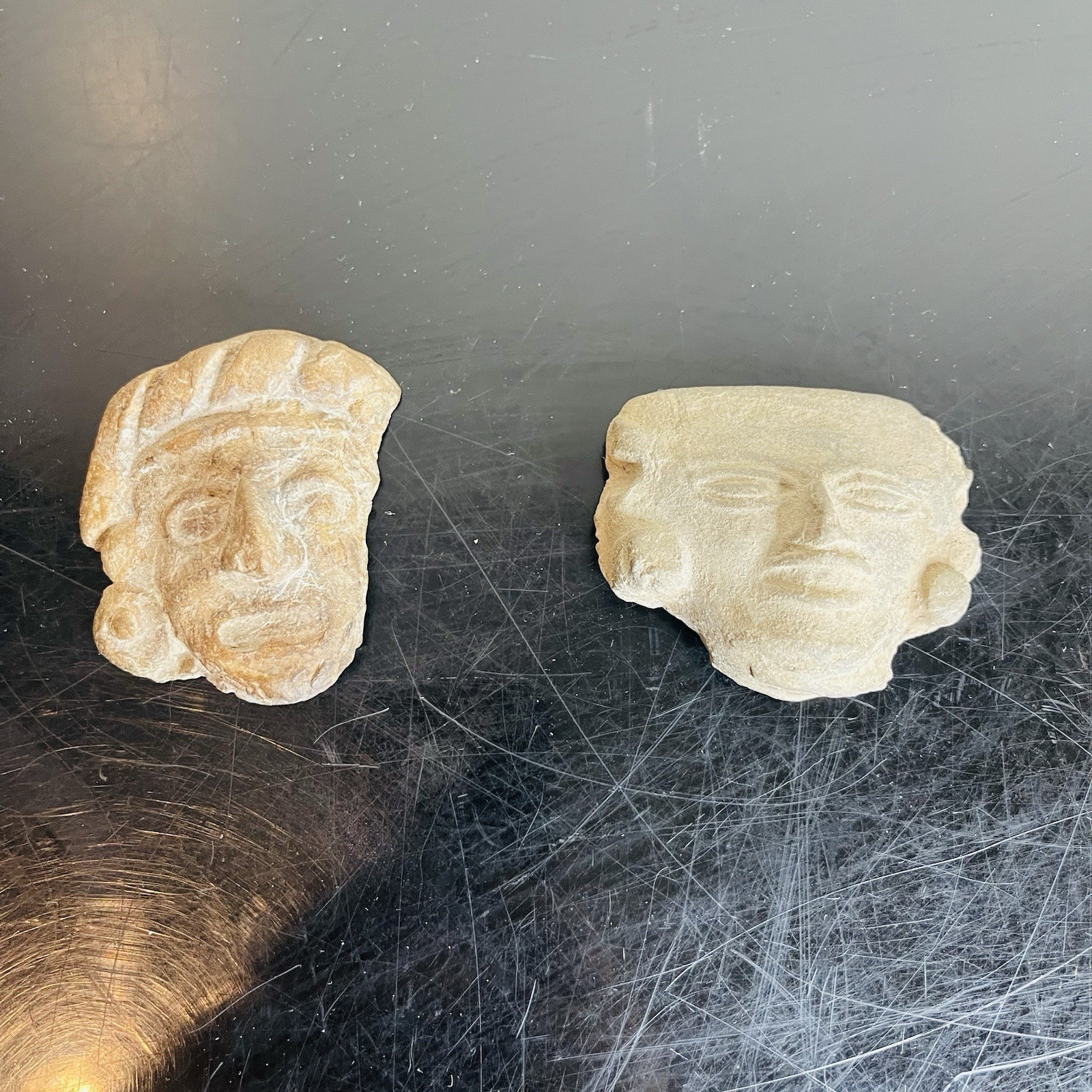 Pair Of Pre-Columbian Ancient Artifacts- Mayan Clay Face/Heads Pair Of Pre-Columbian Ancient Artifacts- Mayan Clay Face/Heads