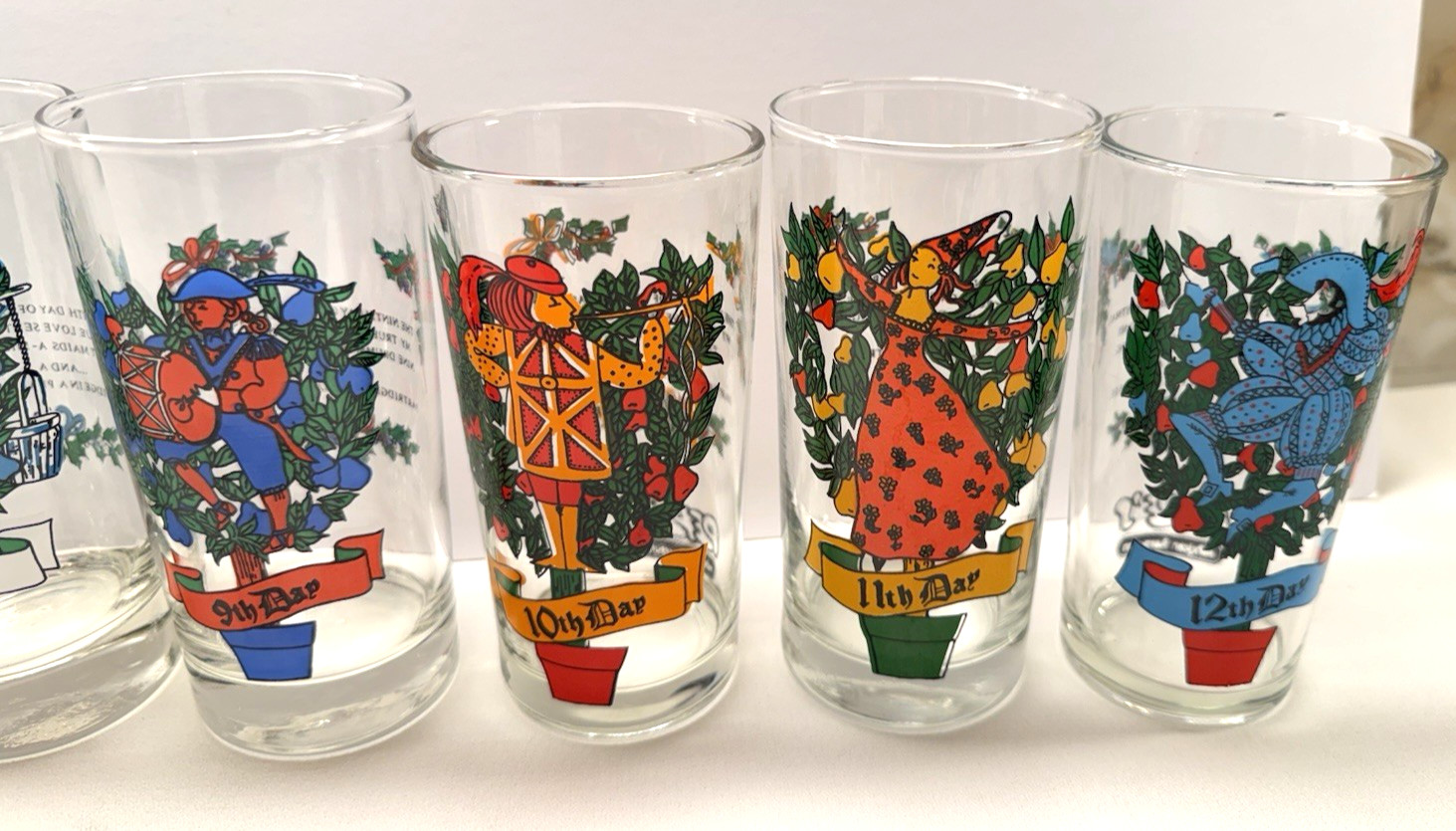 Vtg PEPE’S MEXICAN REST. 12 Days of Christmas Glasses RC COLA Set 12 Misprint Vtg PEPE’S MEXICAN REST. 12 Days of Christmas Glasses RC COLA Set 12 Misprint
