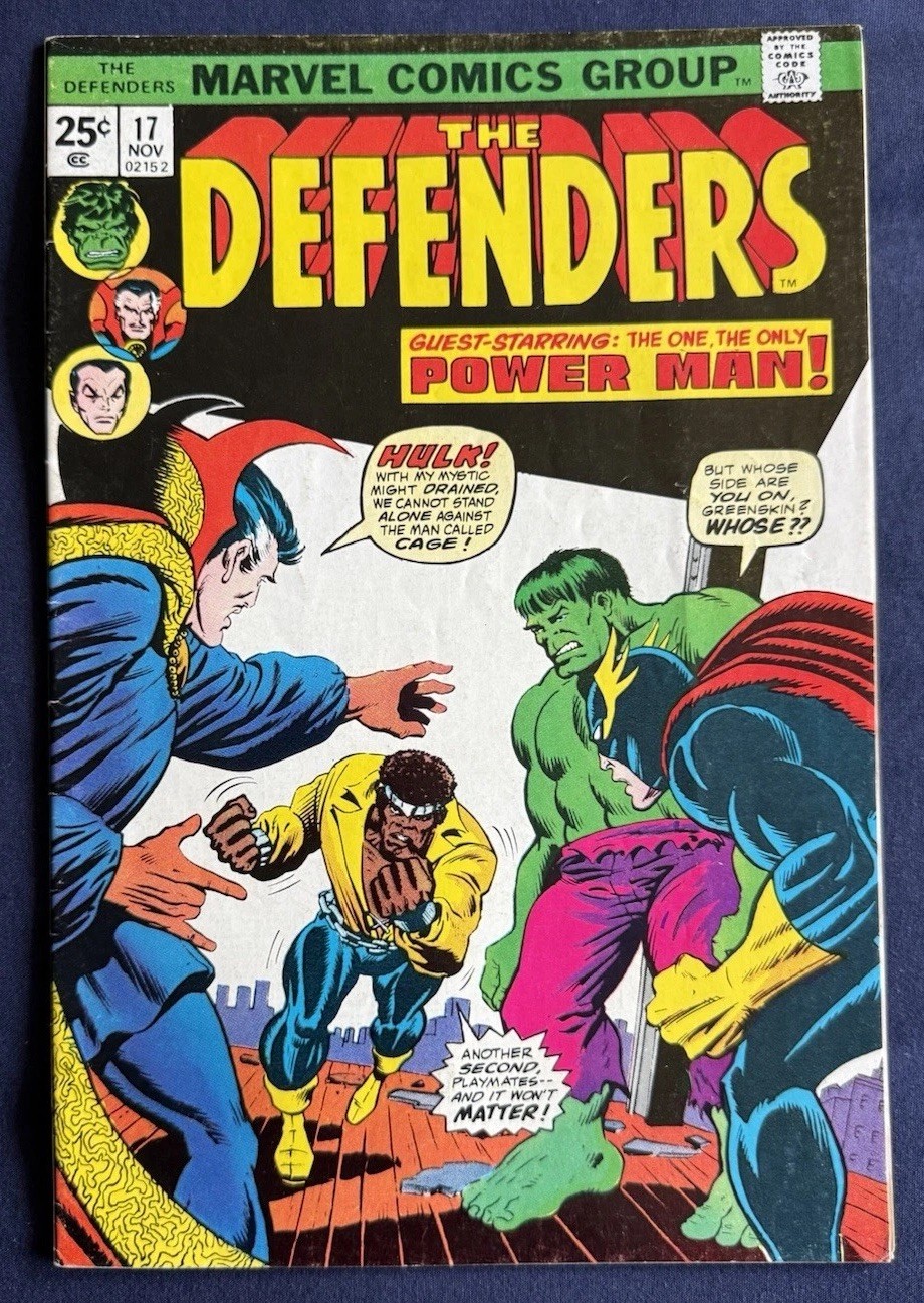Defenders 17 1974 KEY 1st Wrecking Crew Luke Cage App Value Stamp INTACT VG 3.5