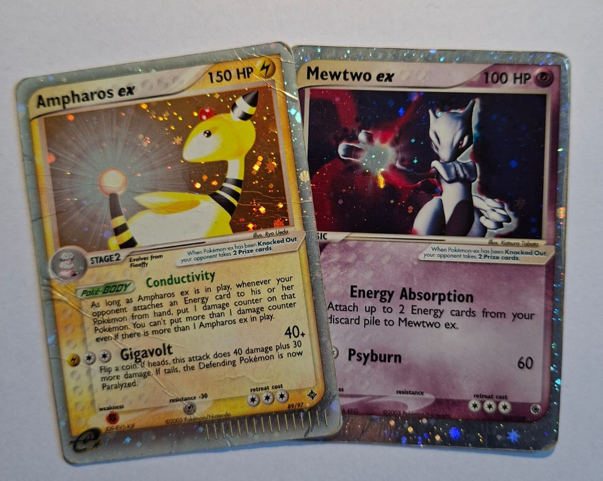 Pokemon Mewtwo EX #101/109 EX Ruby & Sapphire + Ampharos ex 89/97 ex DRAGO HP Pokemon Mewtwo EX #101/109 EX Ruby & Sapphire + Ampharos ex 89/97 ex DRAGO HP