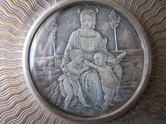 Antique Miniature Mary Sterling Silver 800 Frame Decor Kid Gilt Stand Rare 19th