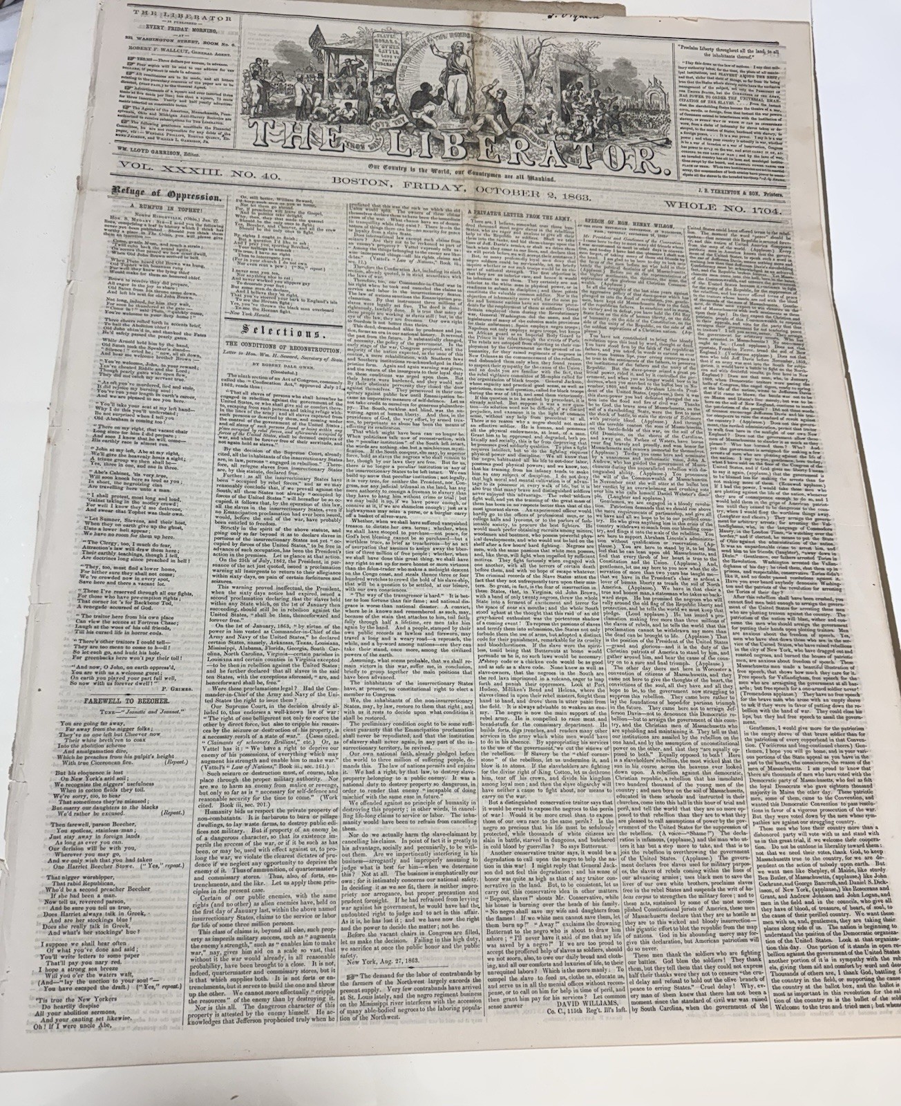 RARE 1863 The Liberator William Lloyd Garrison Civil War Abolition Newspaper RARE 1863 The Liberator William Lloyd Garrison Civil War Abolition Newspaper