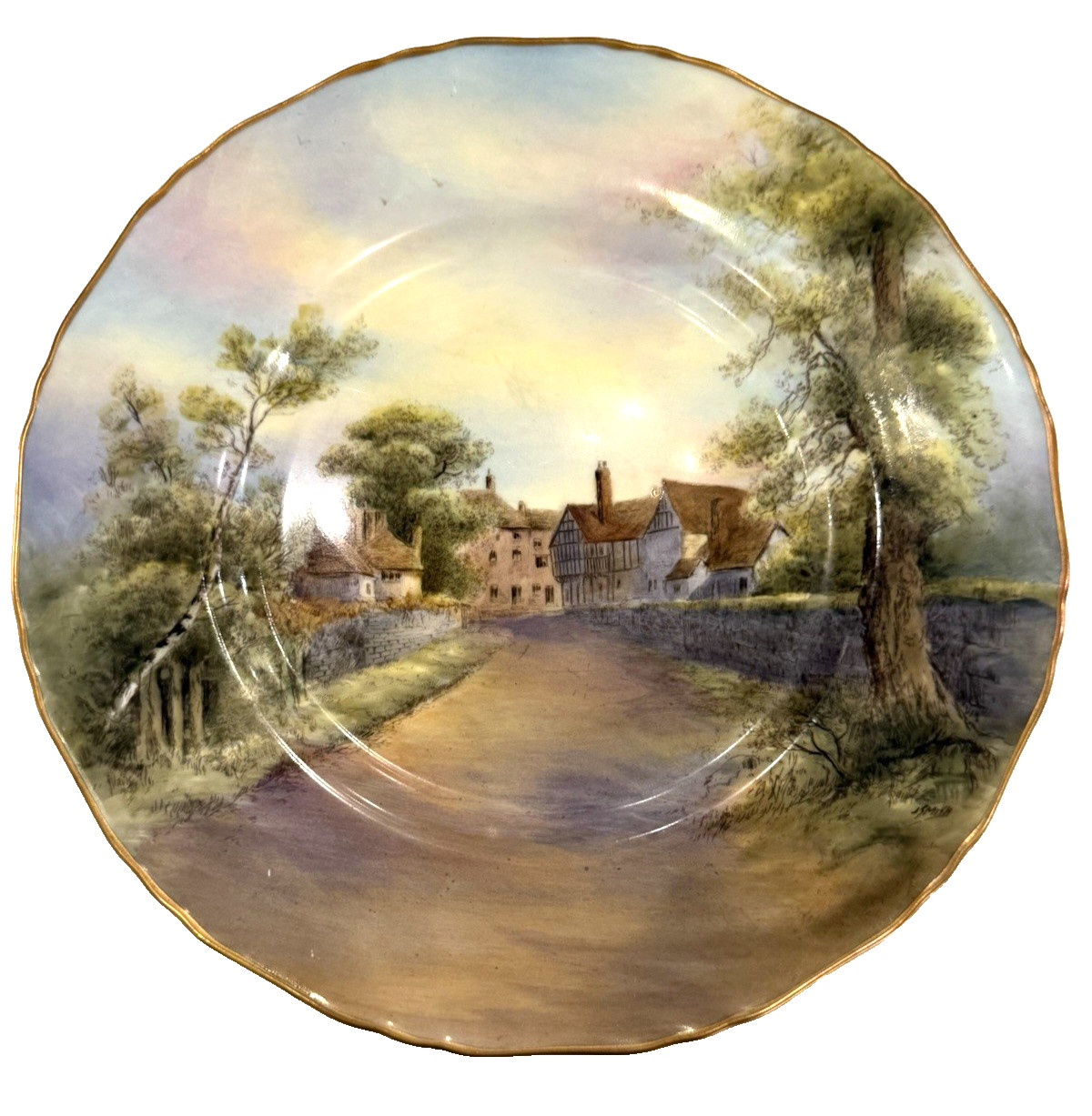 Pristine 1952 Royal Worcester Tewkesbury Plate Signed J. Smith 10.5"