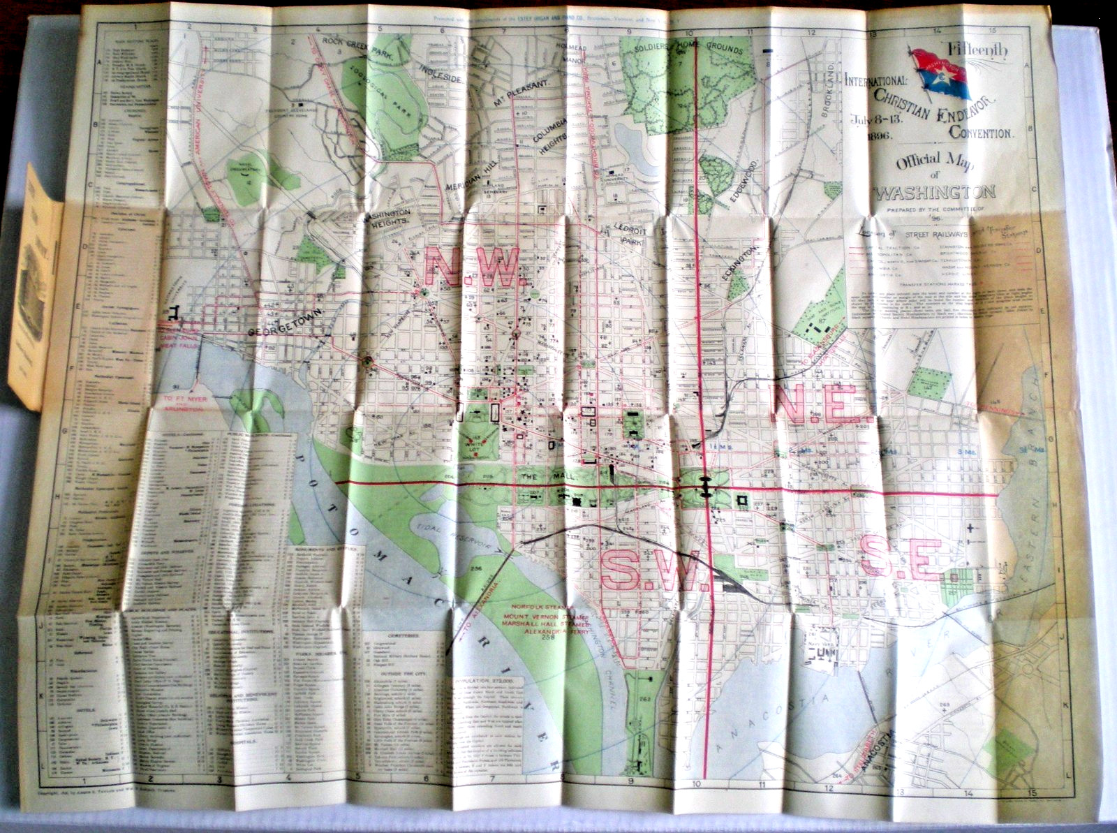 1896 Rare Washington DC Pocket Map ~ 15th Christian Endeavor Convention ~ Anson 1896 Rare Washington DC Pocket Map ~ 15th Christian Endeavor Convention ~ Anson