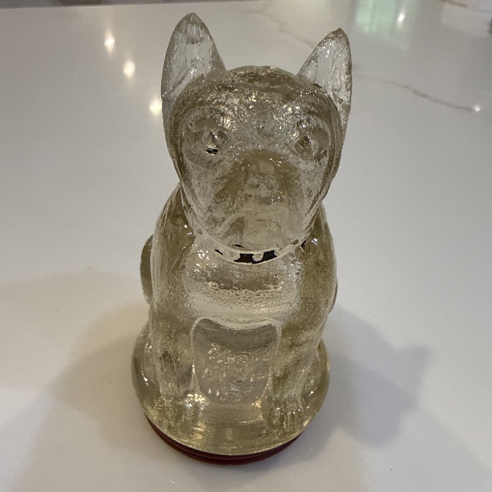 Vintage antique 1930 BULLDOG Dog Figural Victory Glass CANDY CONTAINER Vintage antique 1930 BULLDOG Dog Figural Victory Glass CANDY CONTAINER