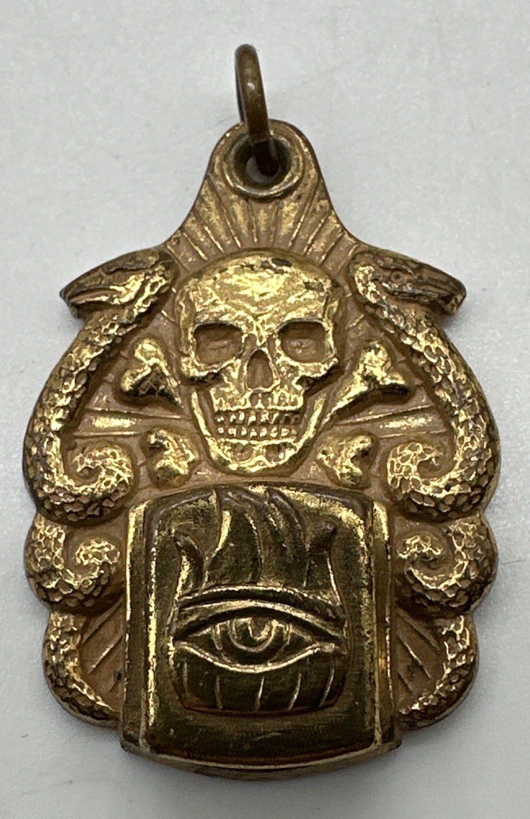 Vintage 1930s / 1940s Voodoo Eye Pendant Premium Robbins Co Skull Snake Fob Vintage 1930s / 1940s Voodoo Eye Pendant Premium Robbins Co Skull Snake Fob