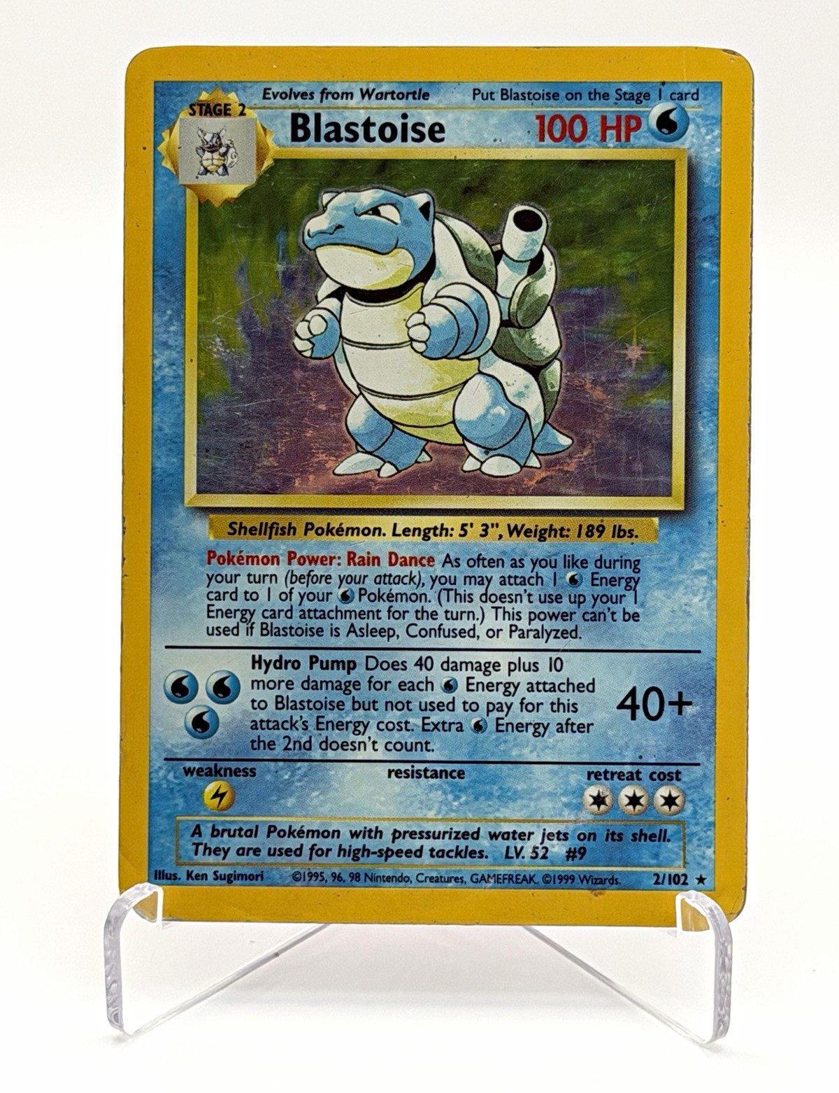 Pokémon TCG Blastoise 2/102 Base Set Holo Rare 1999 WOTC English 100 HP vintage Pokémon TCG Blastoise 2/102 Base Set Holo Rare 1999 WOTC English 100 HP vintage