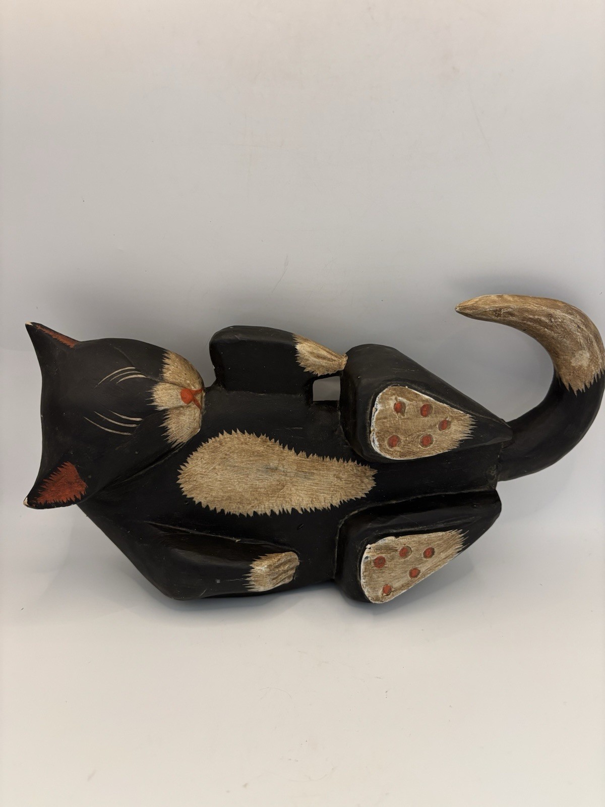 Vintage Wooden Black Tuxedo Cat Plaque Playful Reclining Wall Mount Decor Vintage Wooden Black Tuxedo Cat Plaque Playful Reclining Wall Mount Decor