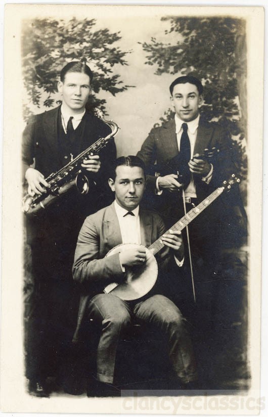 1920s Earl Smith Trio Babe Naset Saxophone Dickey Banjo Chicago Photo RPPC 1920s Earl Smith Trio Babe Naset Saxophone Dickey Banjo Chicago Photo RPPC