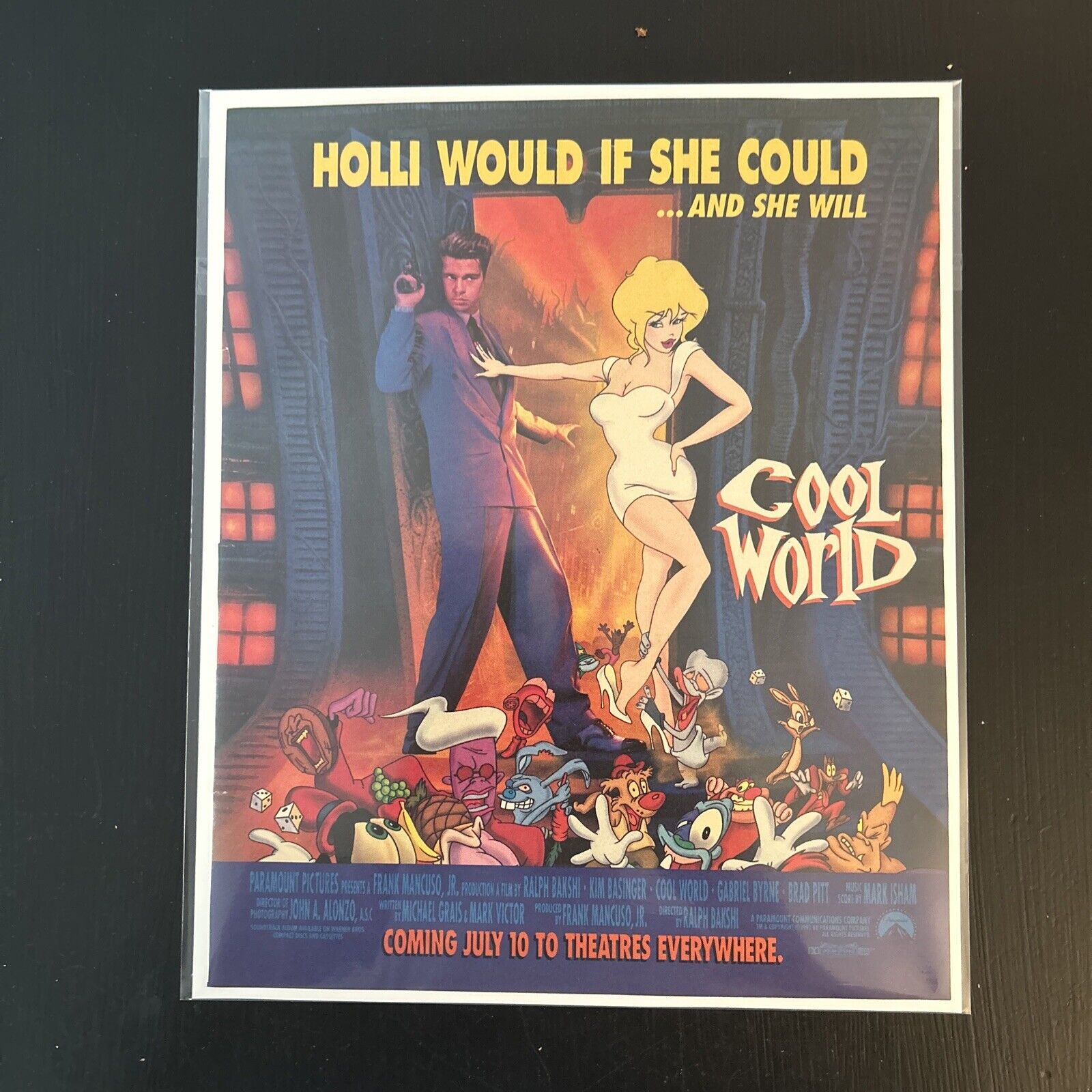 1992 Cool World Early Brad Pitt Animated Movie Promo Print Ad Approx 10”x12”