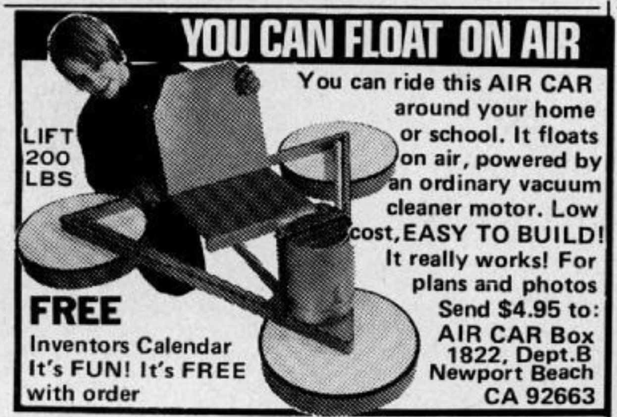 1970s HOVERCRAFT PLANS You Can FLOAT in AIR Vintage Boy’s Life DIY Project 1970s HOVERCRAFT PLANS You Can FLOAT in AIR Vintage Boy’s Life DIY Project