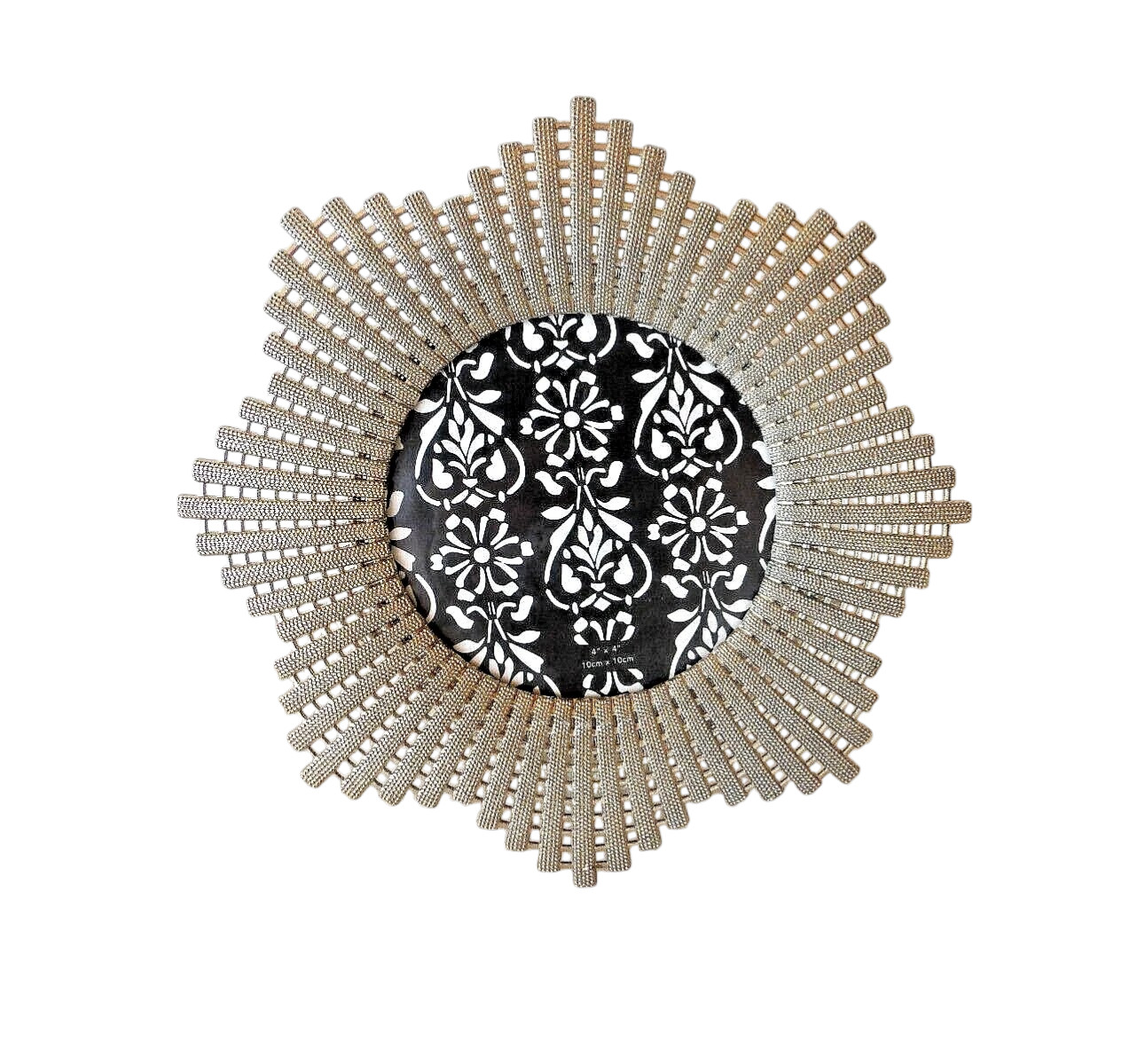 Starburst Sunburst 4x4 Silver Crystals Easel Picture Frame MCM Retro Vintage New Starburst Sunburst 4x4 Silver Crystals Easel Picture Frame MCM Retro Vintage New