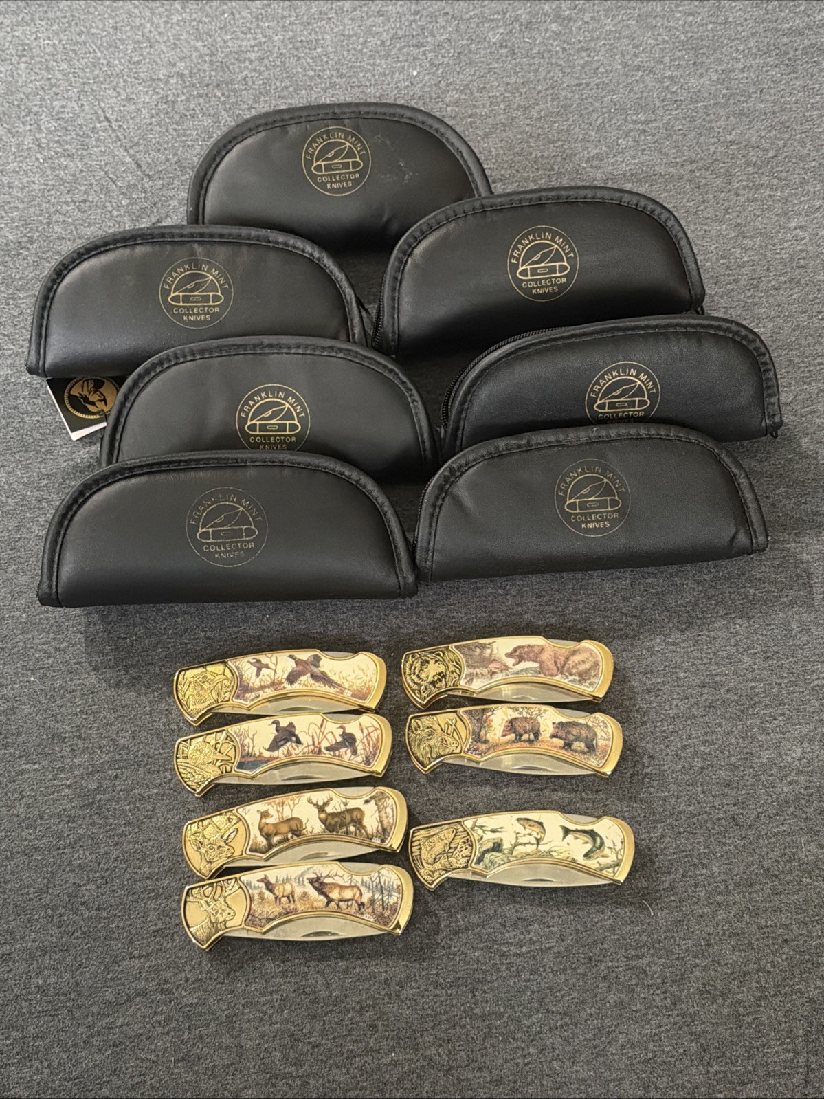 Franklin Mint Wild Life knife set of 7 with original pouch Franklin Mint Wild Life knife set of 7 with original pouch