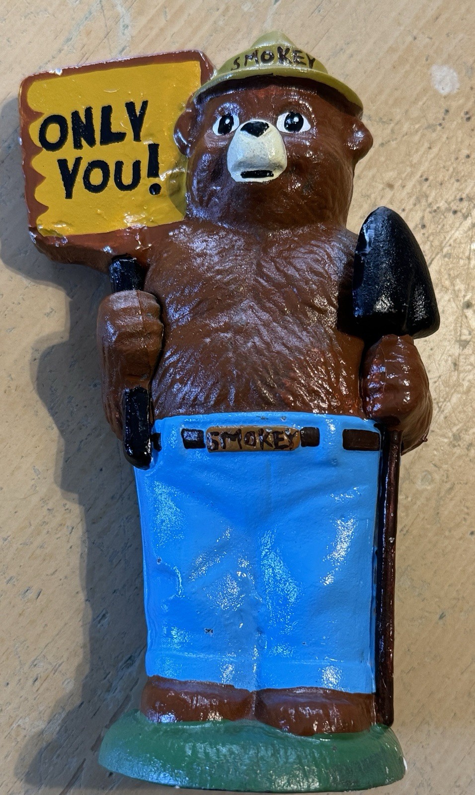 SMOKEY THE BEAR ~ Prevent Forest Fires 8” Tall Cast Iron Coin Bank ONLY YOU SMOKEY THE BEAR ~ Prevent Forest Fires 8” Tall Cast Iron Coin Bank ONLY YOU