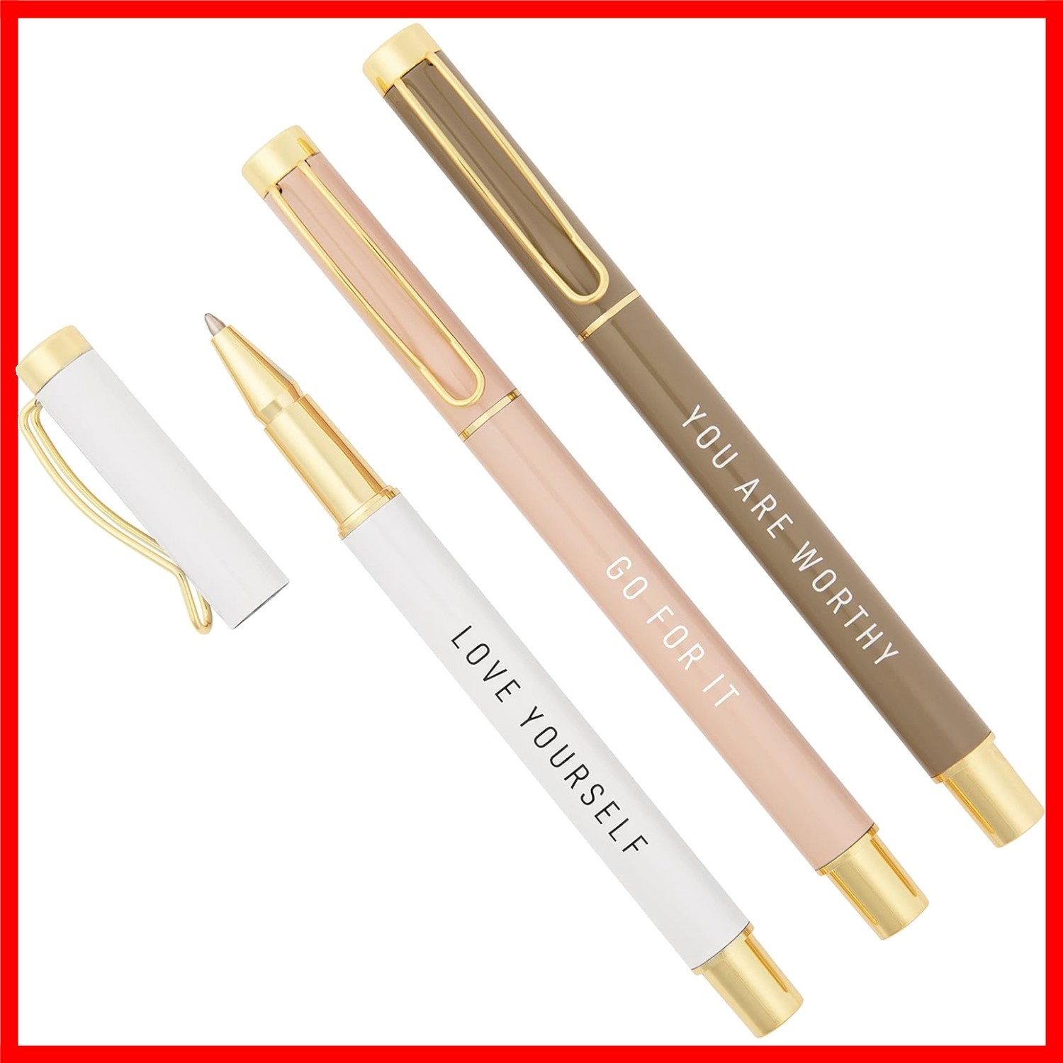Lightweight Metal Pen Set with Inspirational Quotes - 3 Elegant Pens for Women
