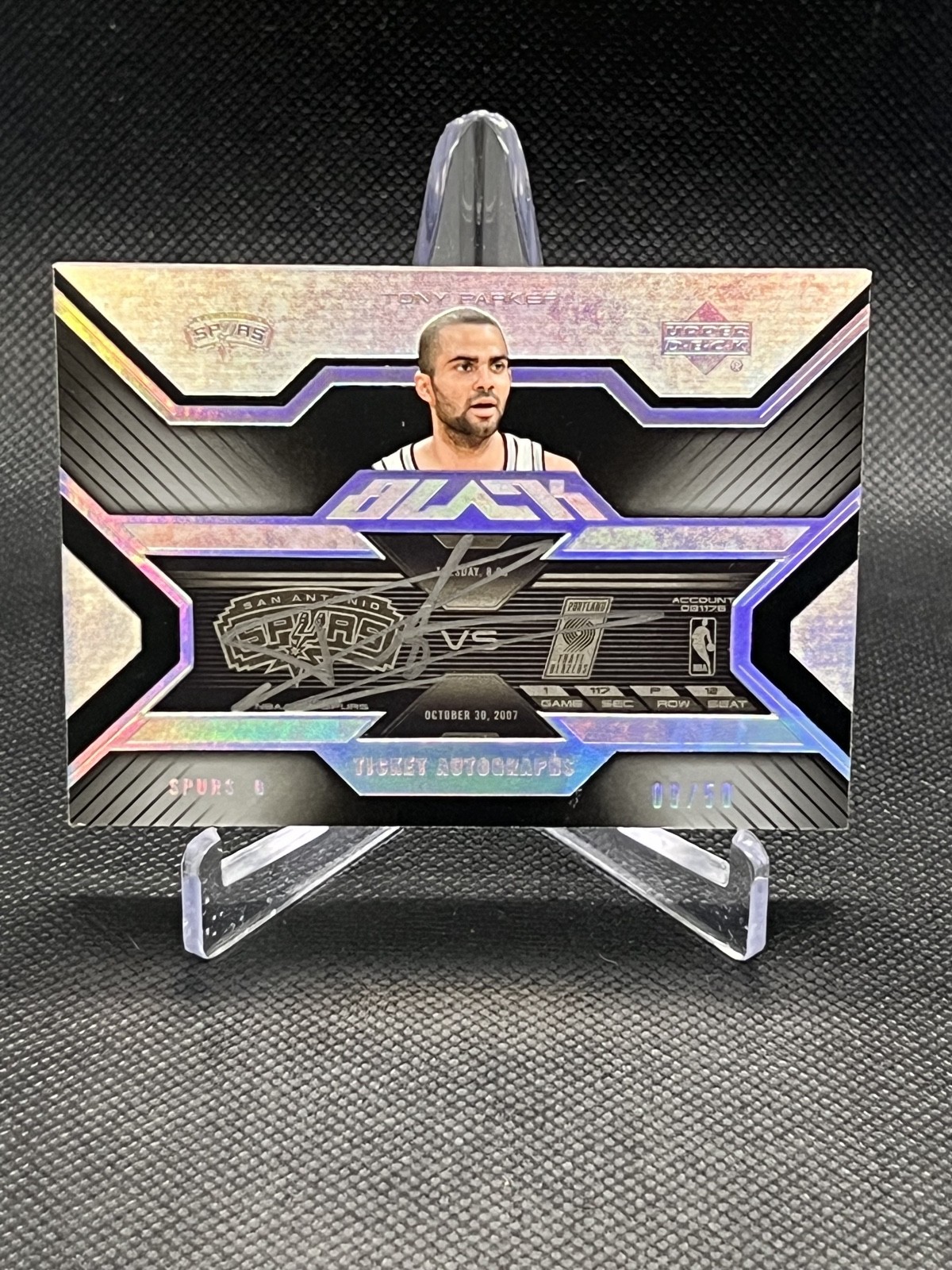 2007-08 Upper Deck UD Black - Ticket Autographs Tony Parker /50  *P538