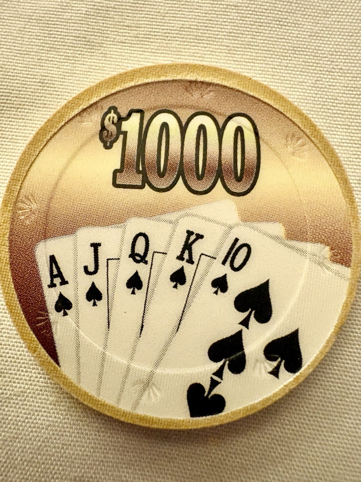 VINTAGE BCC Royal Flush $1000 Poker Chips - 100% Real Compression Clay 10g