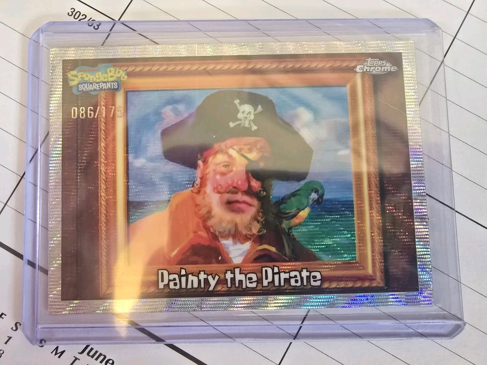 2025 Topps Chrome SpongeBob Painty The Pirate Wave Refractor /175 2025 Topps Chrome SpongeBob Painty The Pirate Wave Refractor /175