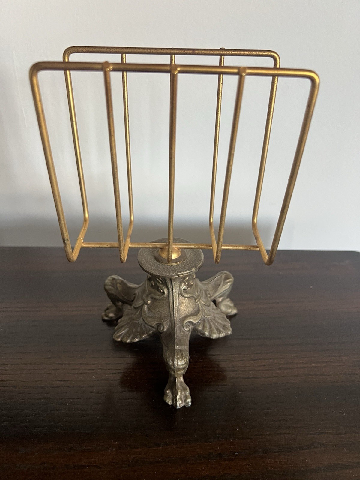 Antique Brass Napkin/Letter Holder BWM NY #107 1920’s Ornate 3 Three Claw Feet Antique Brass Napkin/Letter Holder BWM NY #107 1920’s Ornate 3 Three Claw Feet