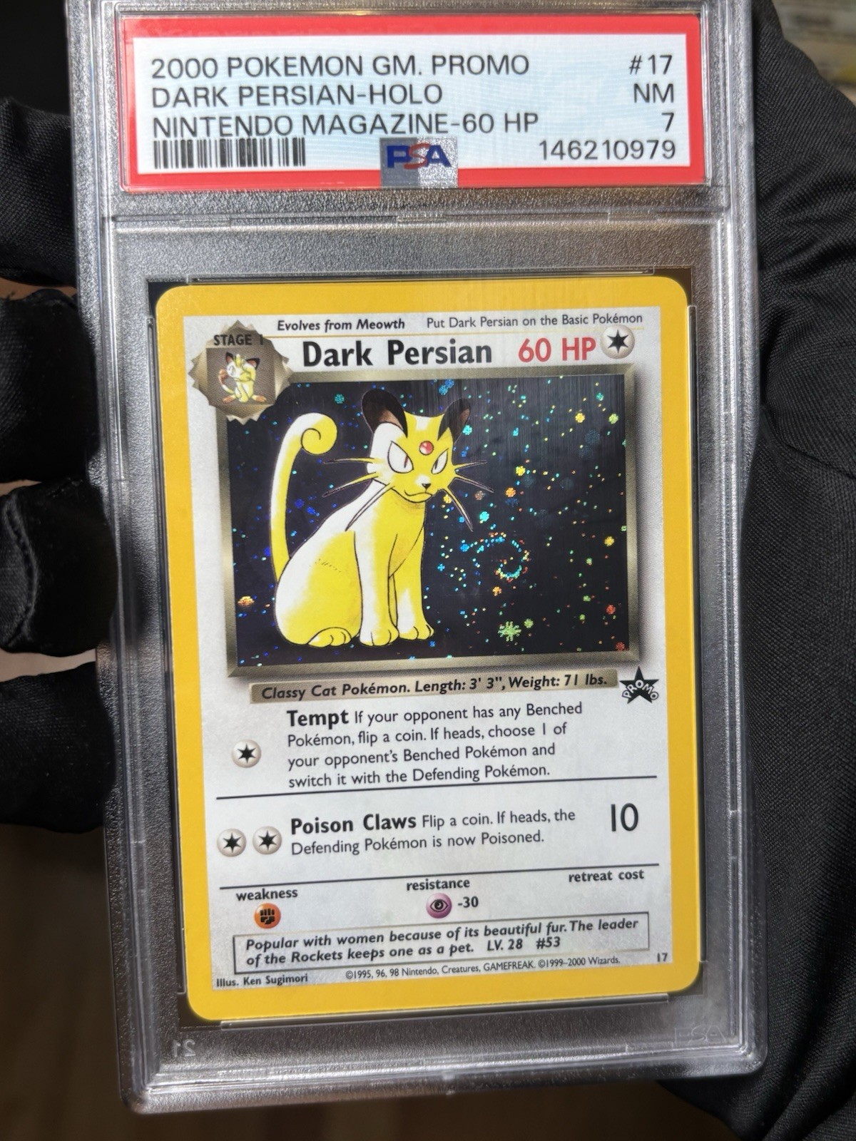 2000 Pokemon Dark Persian Holo #17 PSA 7 FULL SWIRL Black Star Promo WOTC 2000 Pokemon Dark Persian Holo #17 PSA 7 FULL SWIRL Black Star Promo WOTC