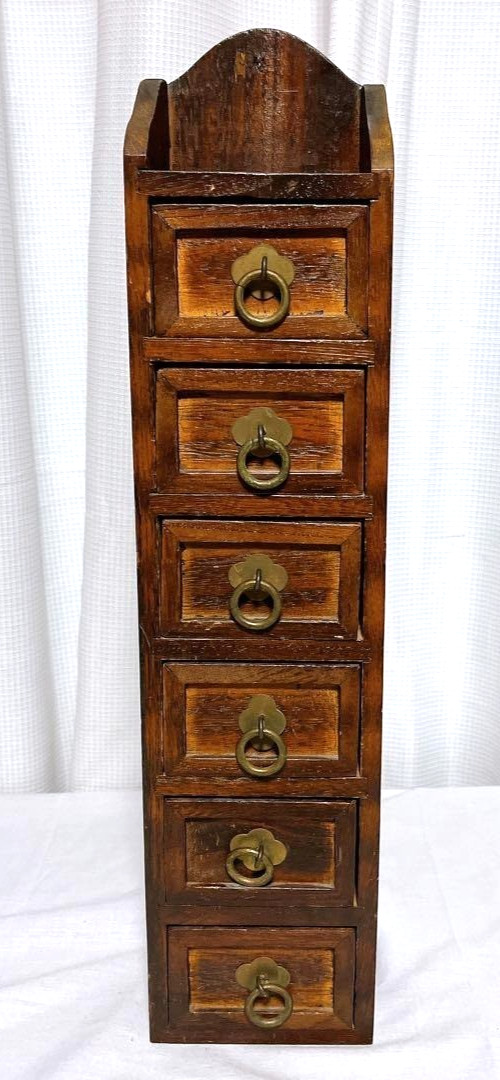 Japanese Wooden Medicine Box Style Kohikidashi Chest W11×D8×H48cm Showa Retro