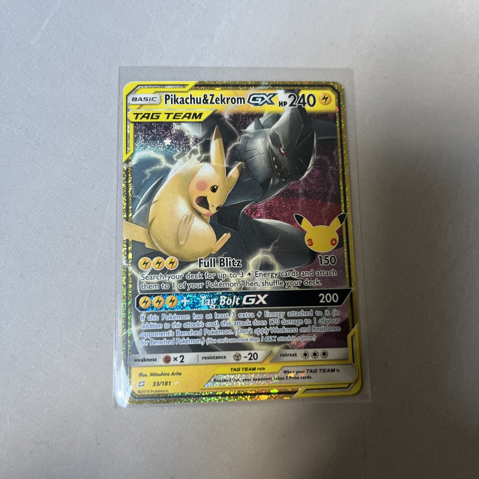 2026 Pokemon 30th Anniversary Pikachu & Zekrom GX 33/181 Tag Team