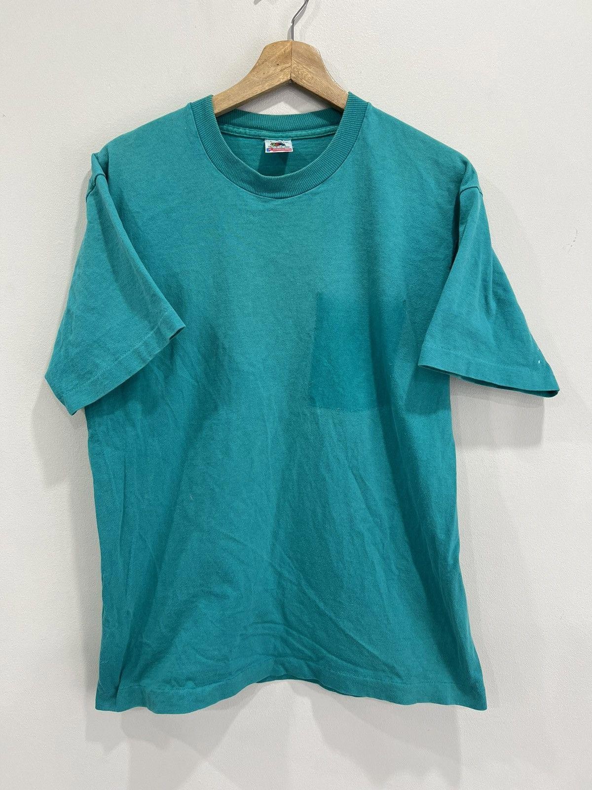 Vintage 90s Blank Tee Shirt single stitch ghost pocket faded