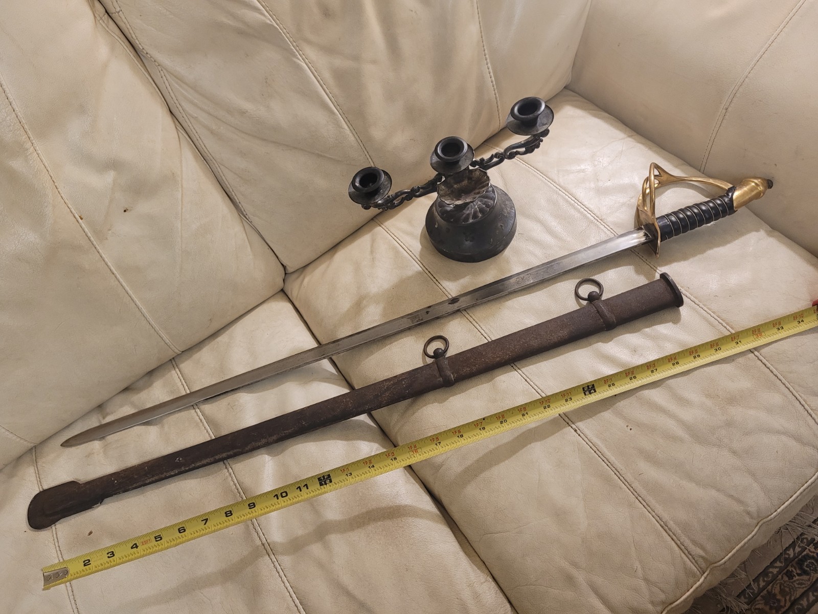 Extremely beautiful set of saber with candlestick, Pre WW1, antique Extremely beautiful set of saber with candlestick, Pre WW1, antique