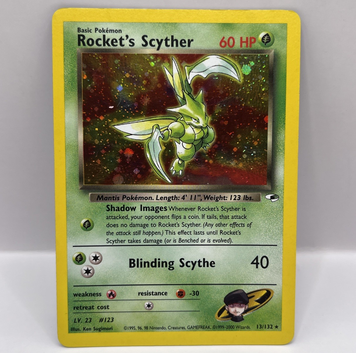 LP Rocket's Scyther - 13/132 Holo Rare - Gym Heroes Pokemon Card Vintage