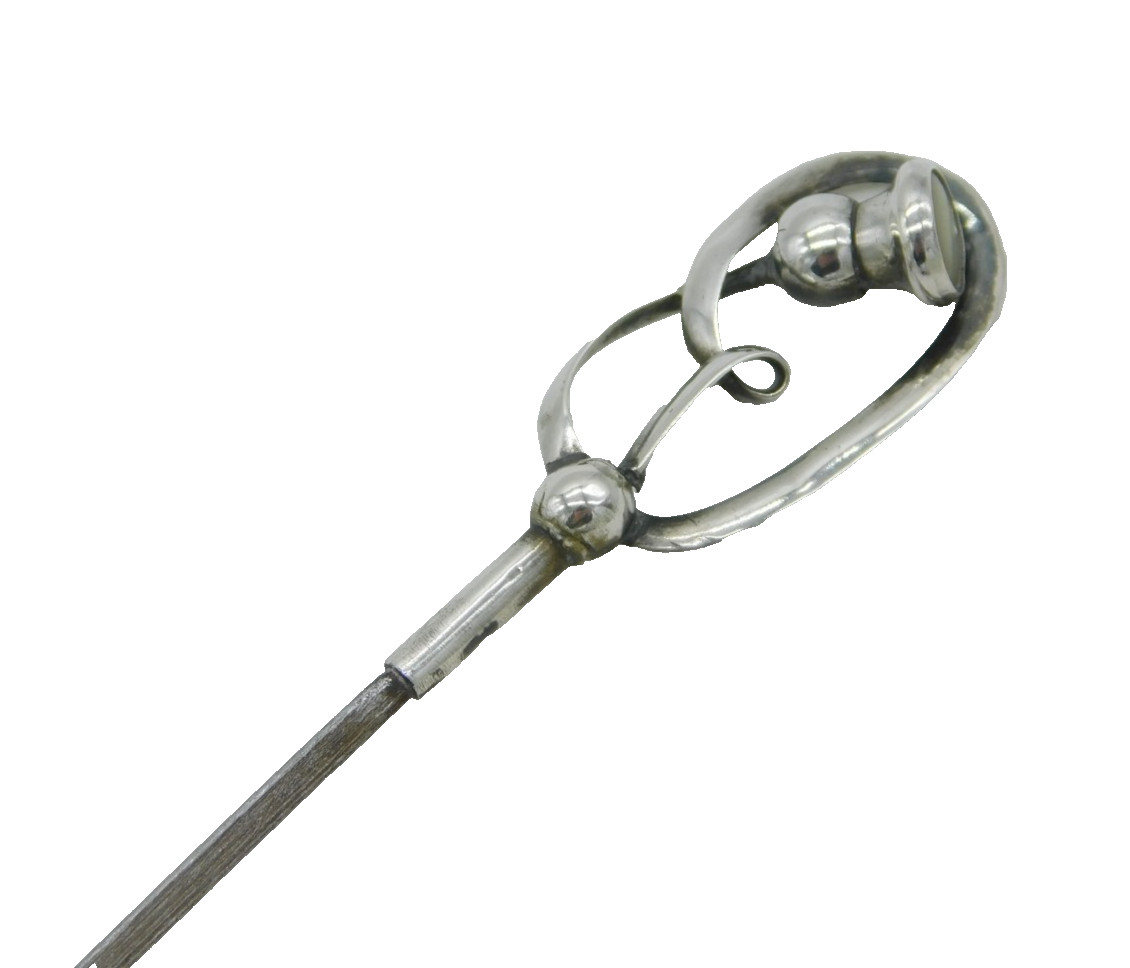 Edwardian Sterling Silver & Mother of Pearl Thistle Form Hat Pin Antique c1910s Edwardian Sterling Silver & Mother of Pearl Thistle Form Hat Pin Antique c1910s