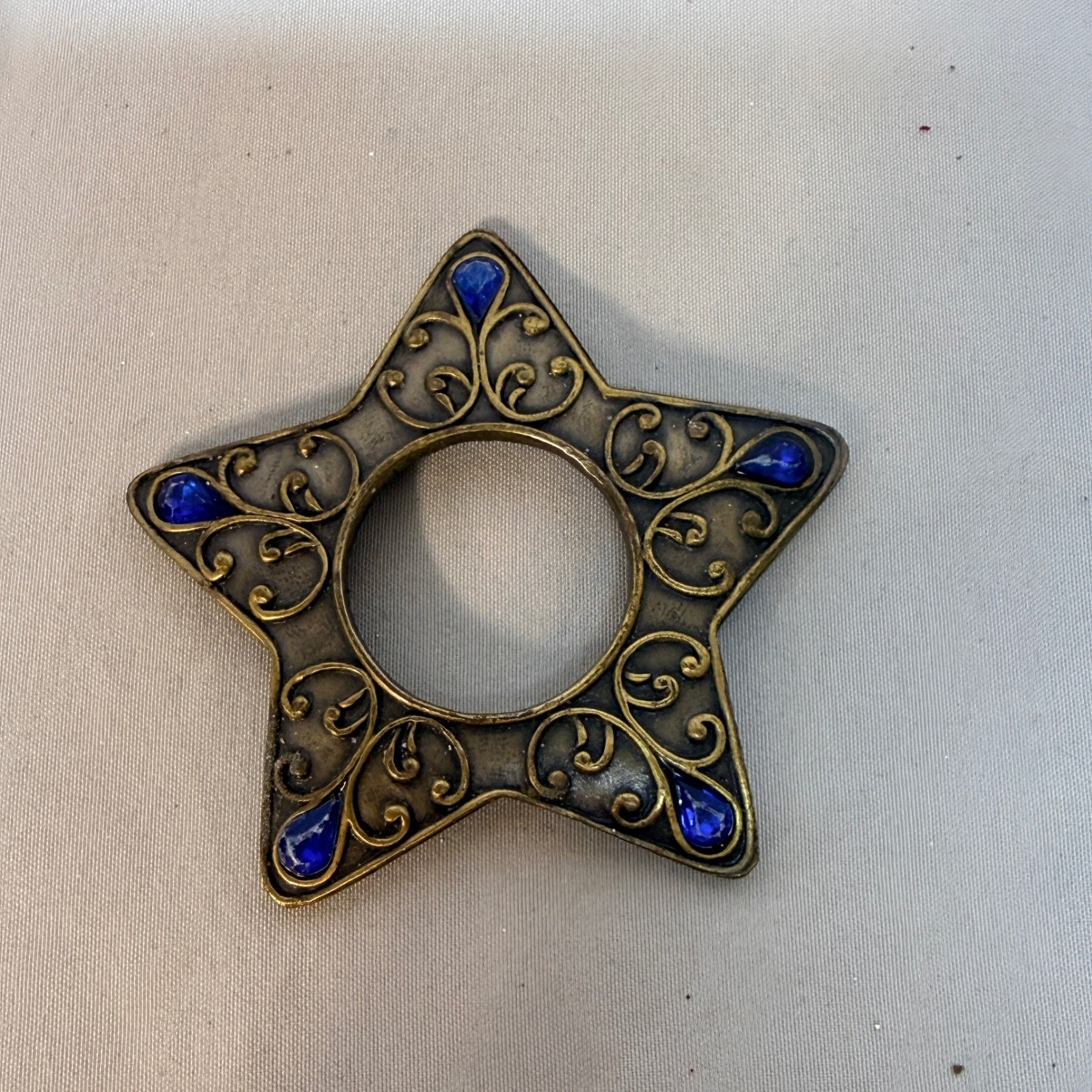 Vintage Brass Star Filigree Hardware Blue Faux Stone Inlay Celestial Decor Vintage Brass Star Filigree Hardware Blue Faux Stone Inlay Celestial Decor