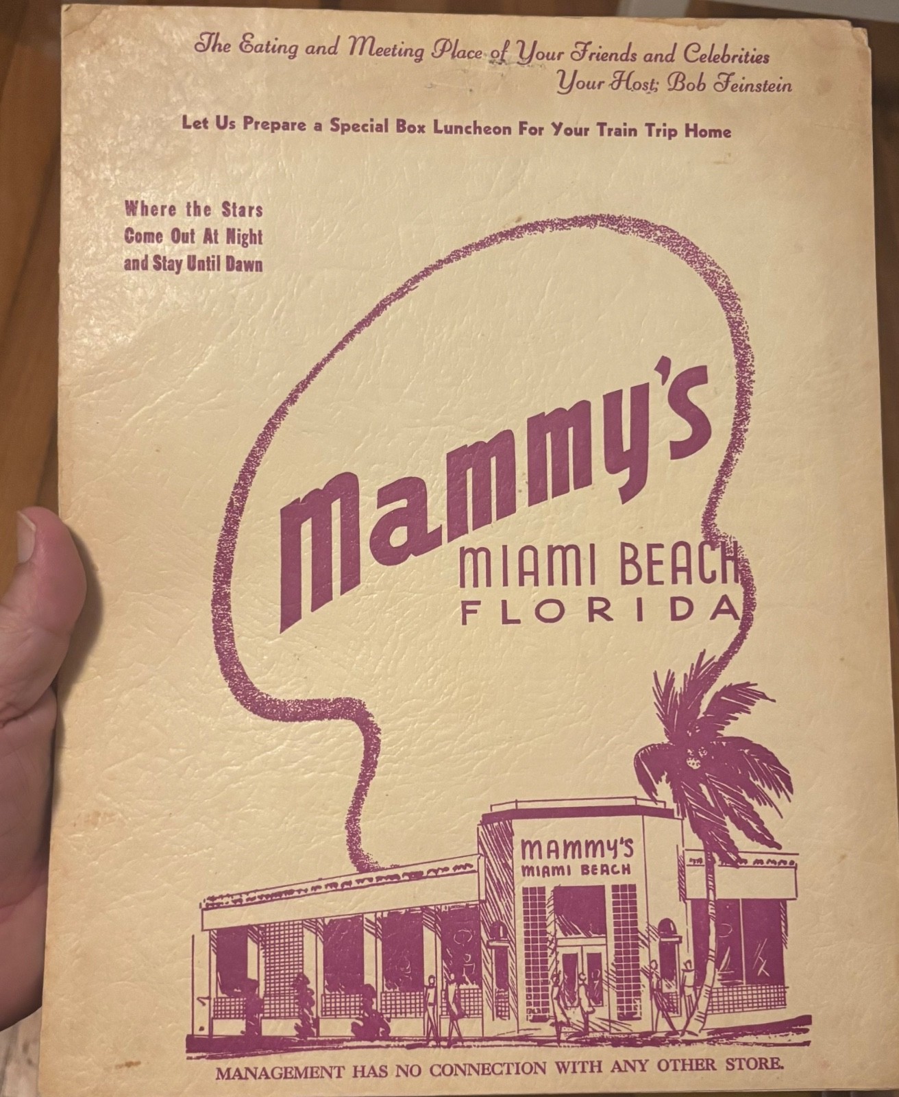 Vintage 1940s Miami Beach Florida Mammy's Restaurant Menu Vintage 1940s Miami Beach Florida Mammy's Restaurant Menu