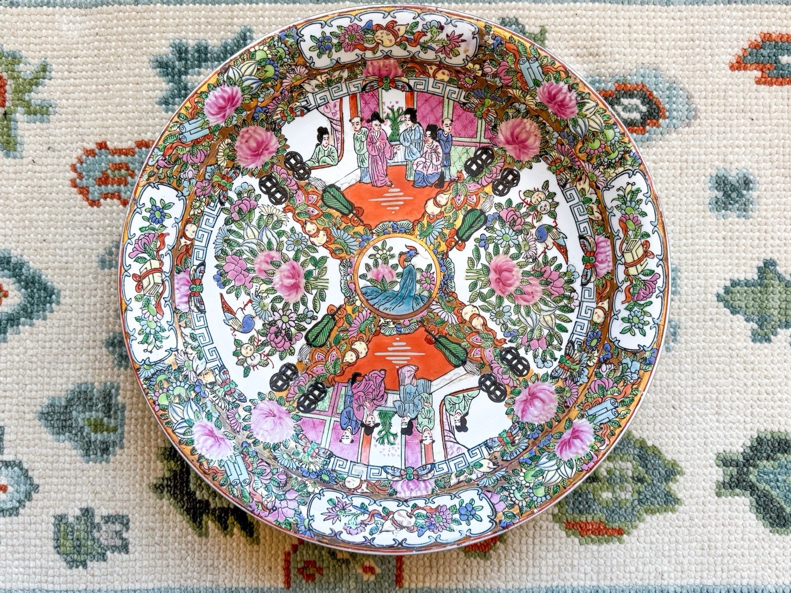 Vintage Chinese Rose Medallion Porcelain Charger Plate Hand Painted 14.5 Inch Vintage Chinese Rose Medallion Porcelain Charger Plate Hand Painted 14.5 Inch