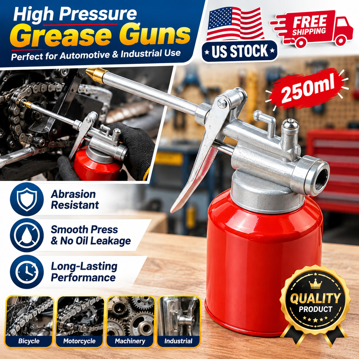 8oz Hand Pump Oil Can with Flexible Metal Spout Lubrication Oiler Tool 8oz Hand Pump Oil Can with Flexible Metal Spout Lubrication Oiler Tool